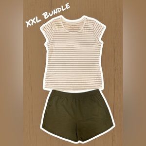 Old Navy/Universal Thread Bundle, Sz XXL, Striped Top & Green Shorts